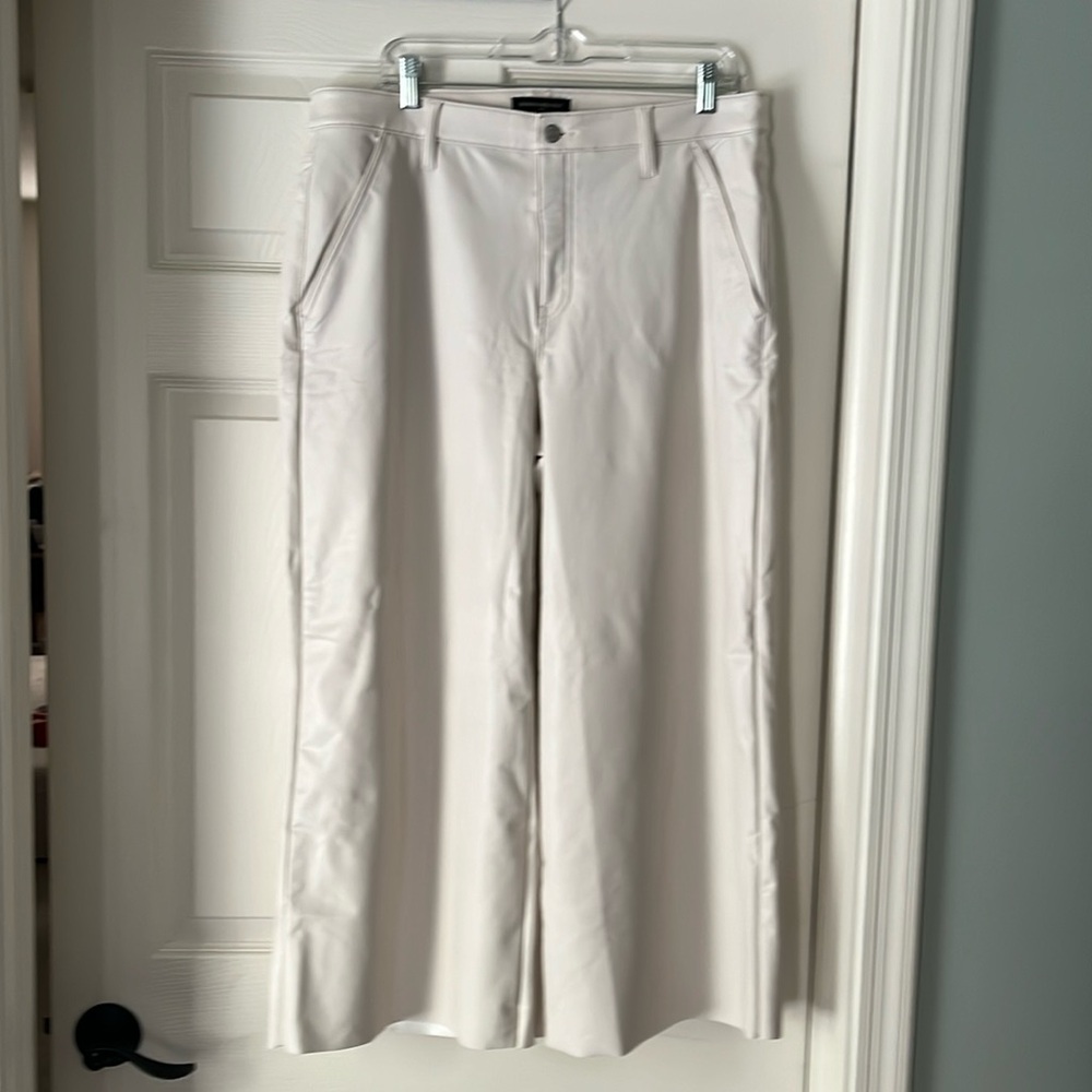 NWT Banana Republic leather cream wide leg crop pants